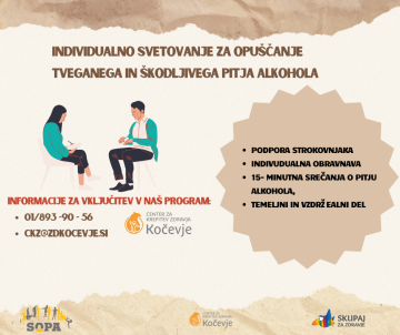 INDIVIDUALNO SVETOVANJE ZA OPUŠČANJE TVEGANEGA IN ŠKODLJIVEGA PITJA ALKOHOLA