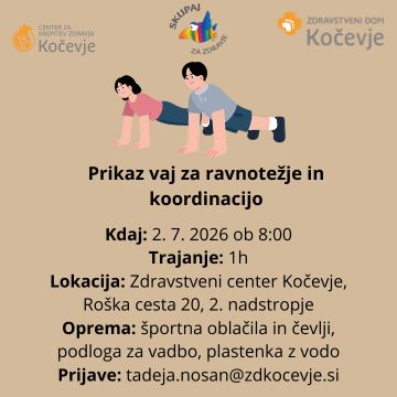 Prikaz vaj za ravnotežje in koordinacijo